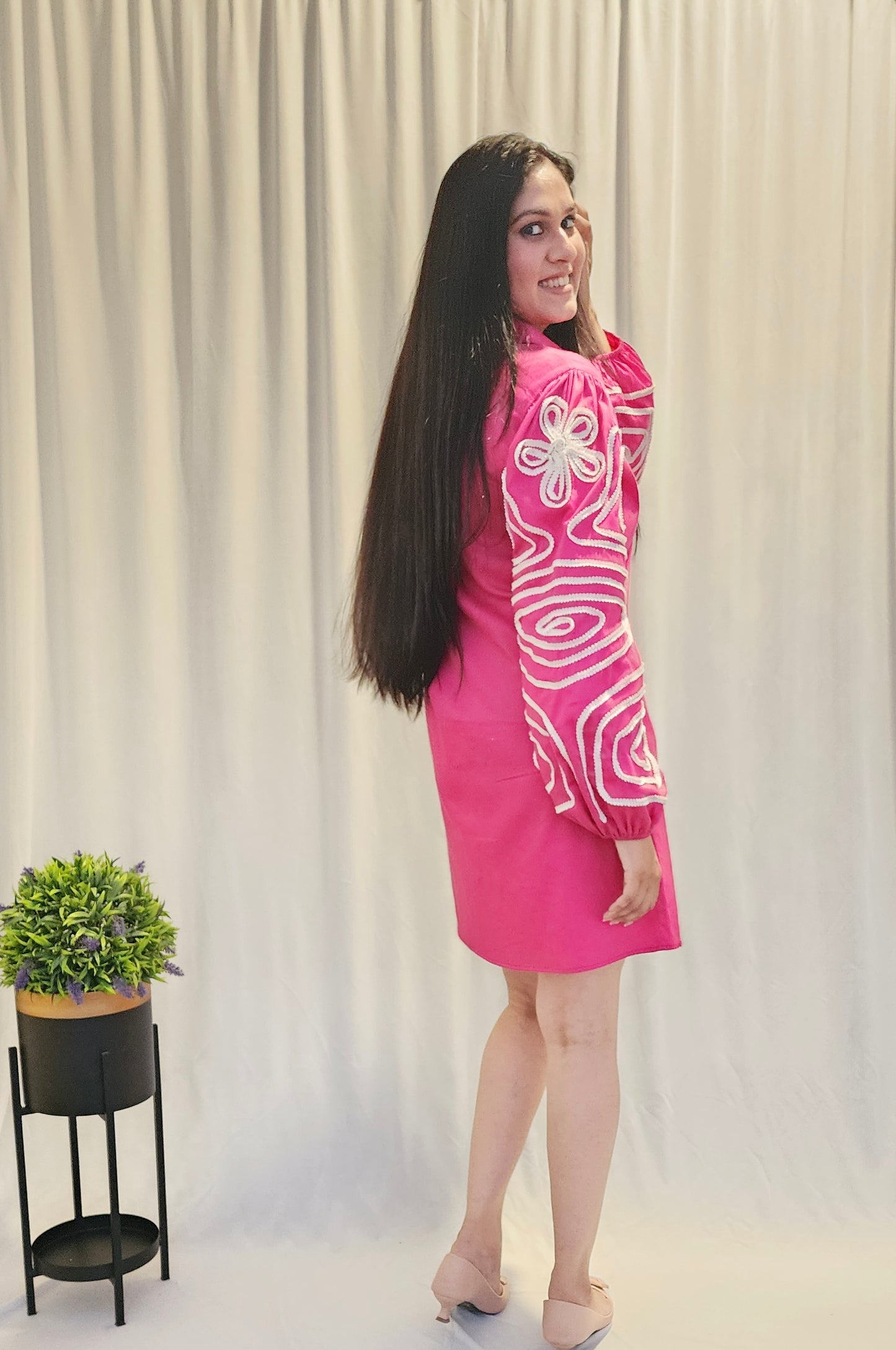 Fuchsia Aura Shirt Dress