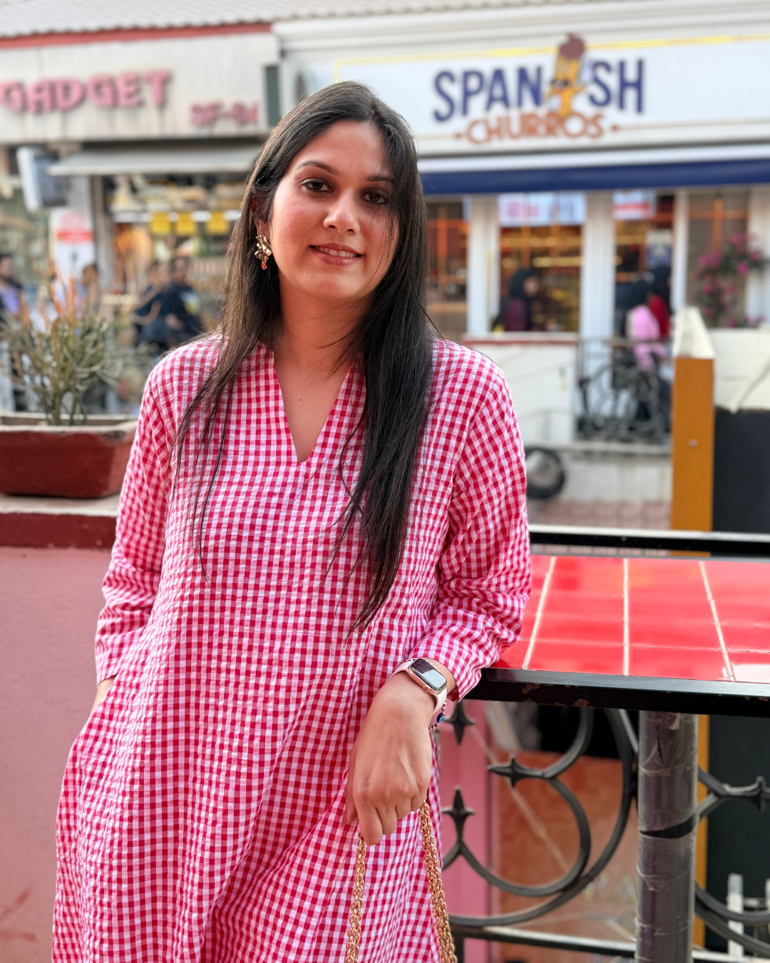 Blush Gingham Kurta Set