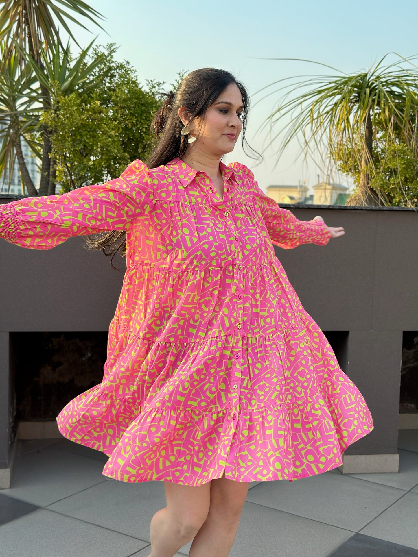 Neon Maze Shirt Dress