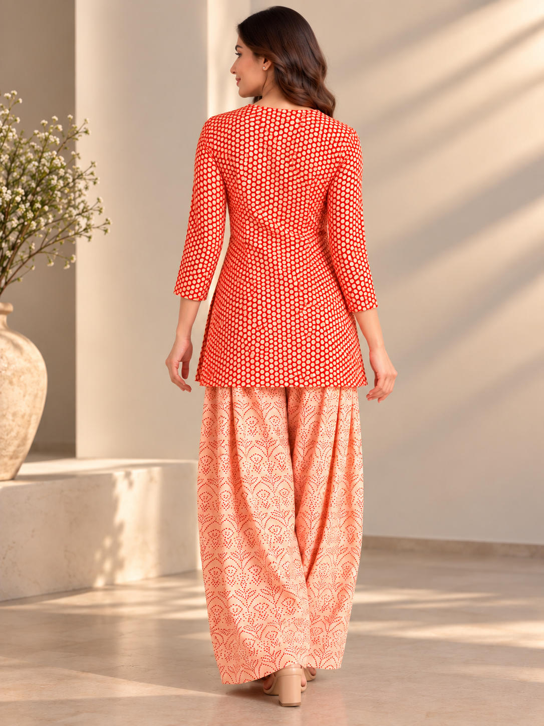 Polka Noor Farshi Set (RED)