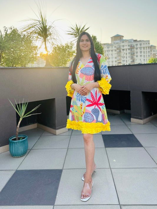 Tropical Sunshine Ruffle Dress