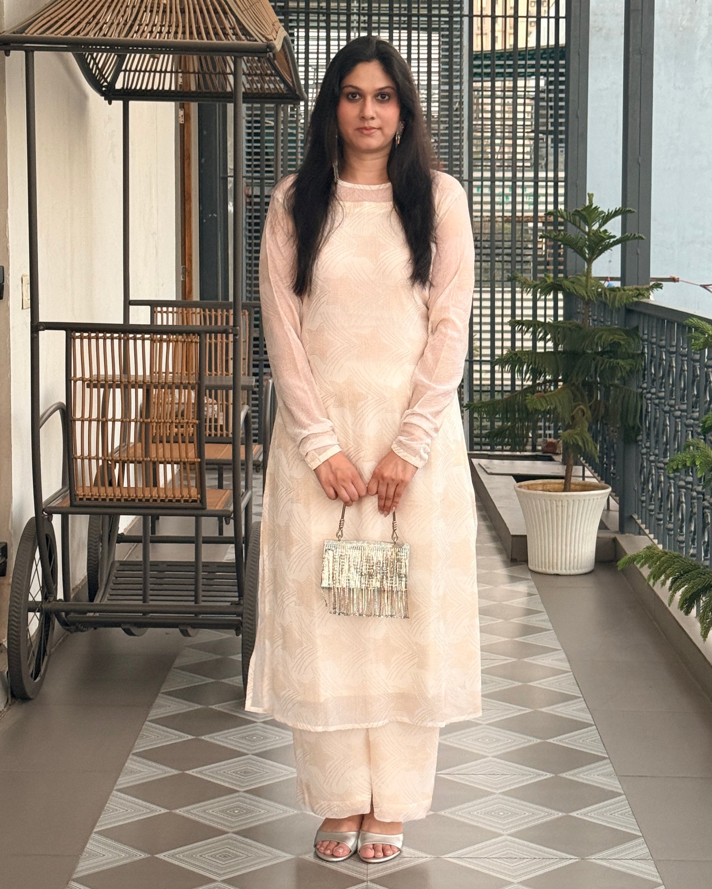 Chandni Noor 3-Piece Chiffon Set (IVORY)