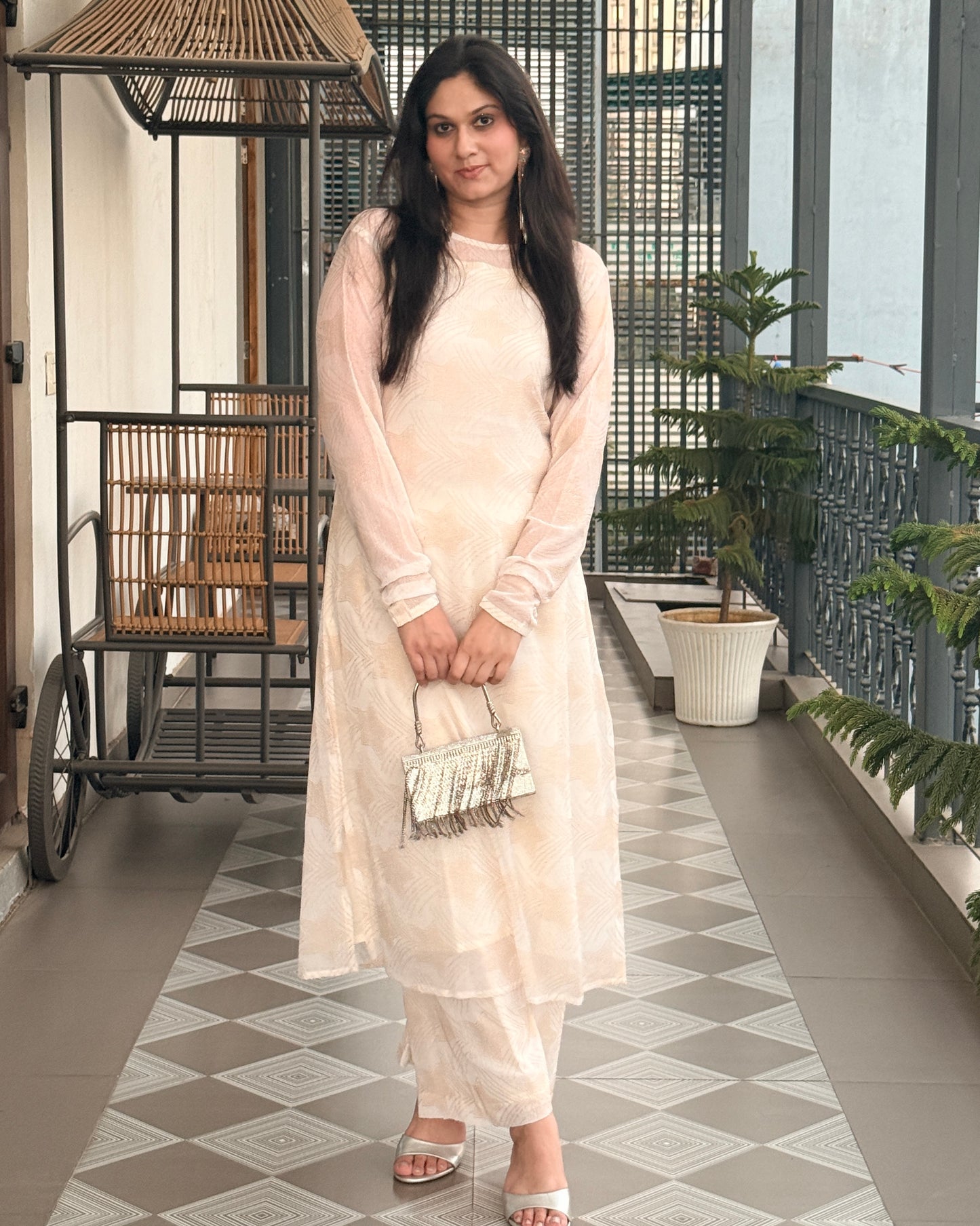 Chandni Noor 3-Piece Chiffon Set (IVORY)