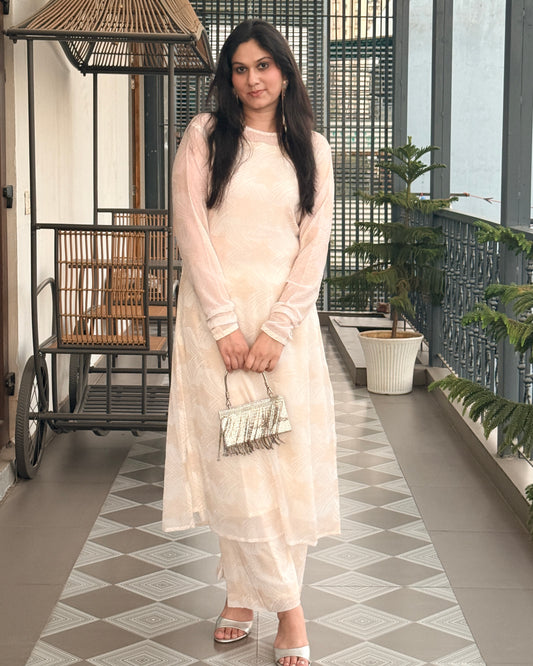 Chandni Noor 3-Piece Chiffon Set (IVORY)