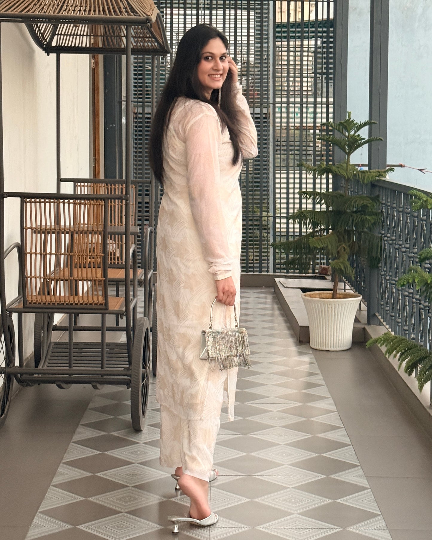 Chandni Noor 3-Piece Chiffon Set (IVORY)