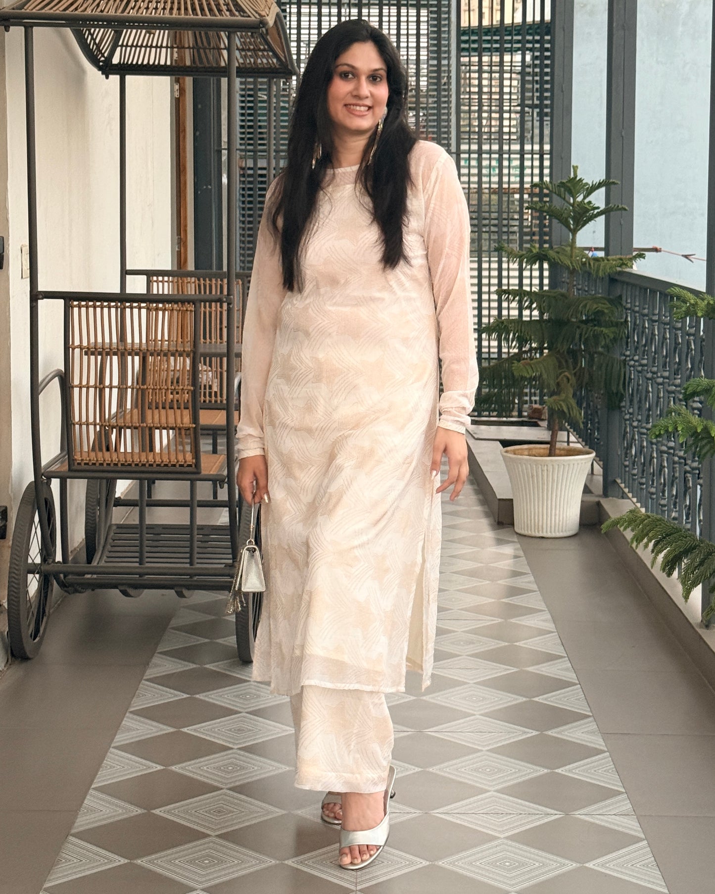 Chandni Noor 3-Piece Chiffon Set (IVORY)