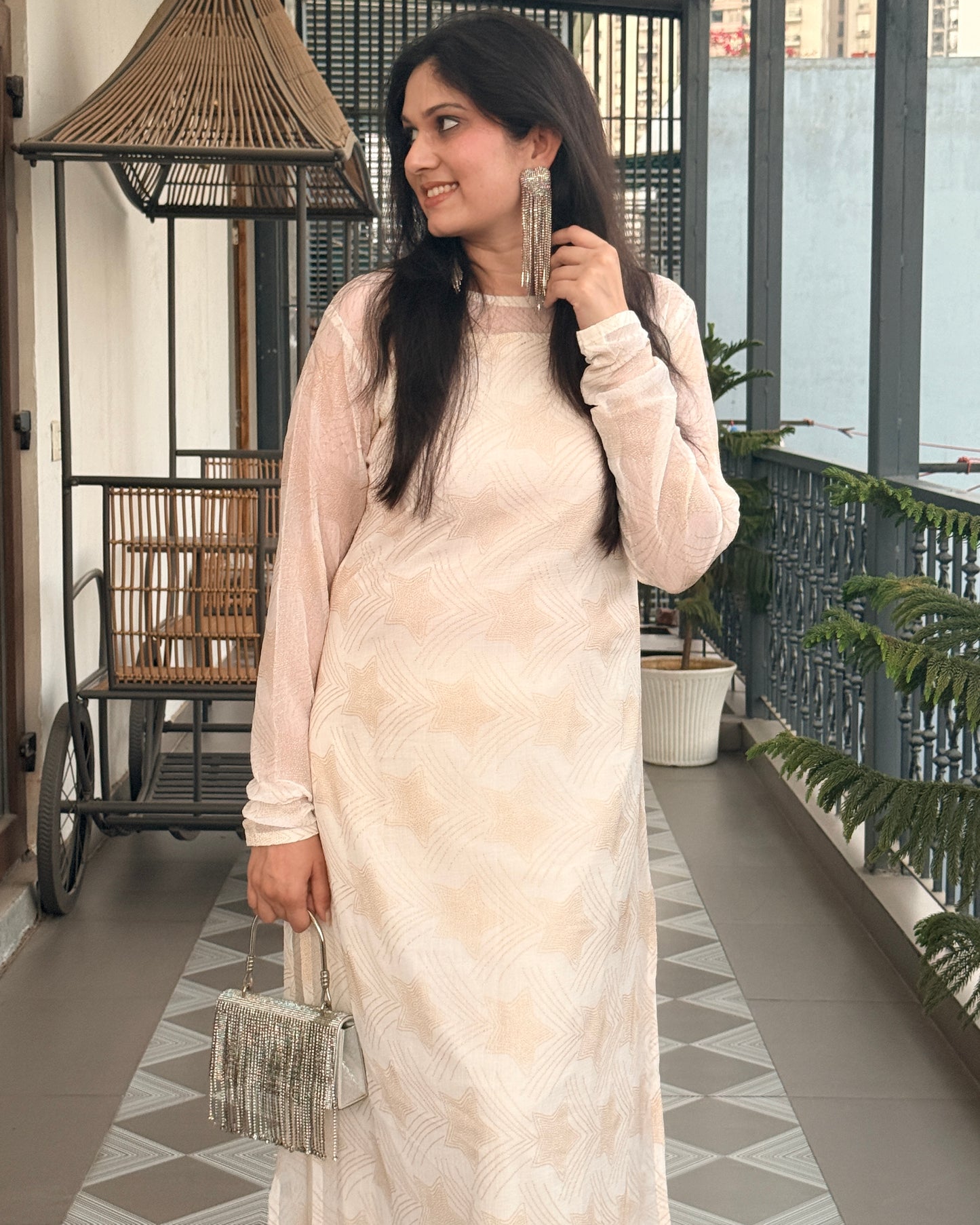 Chandni Noor 3-Piece Chiffon Set (IVORY)