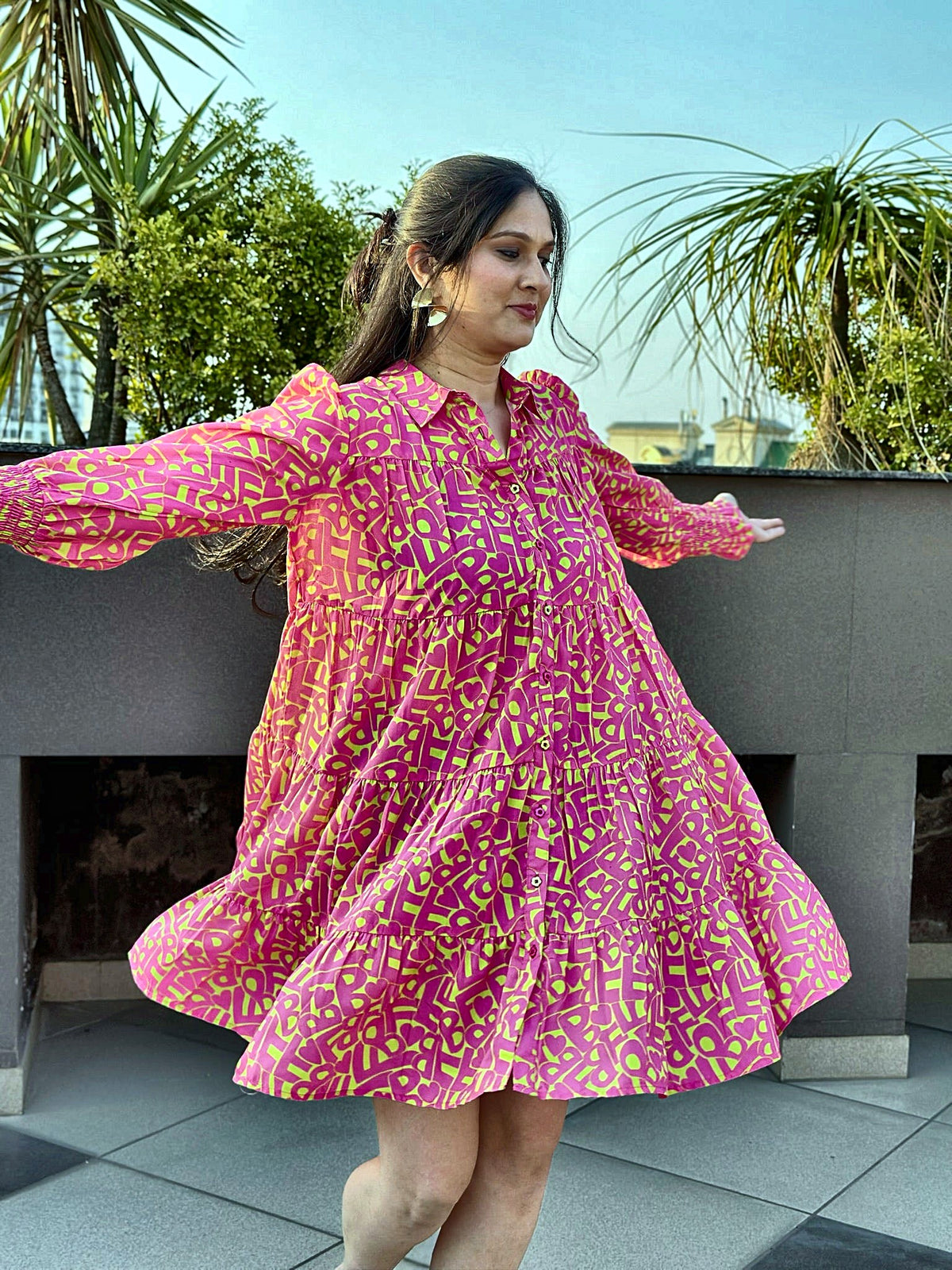 Neon Maze Shirt Dress