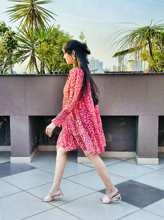 Neon Maze Shirt Dress