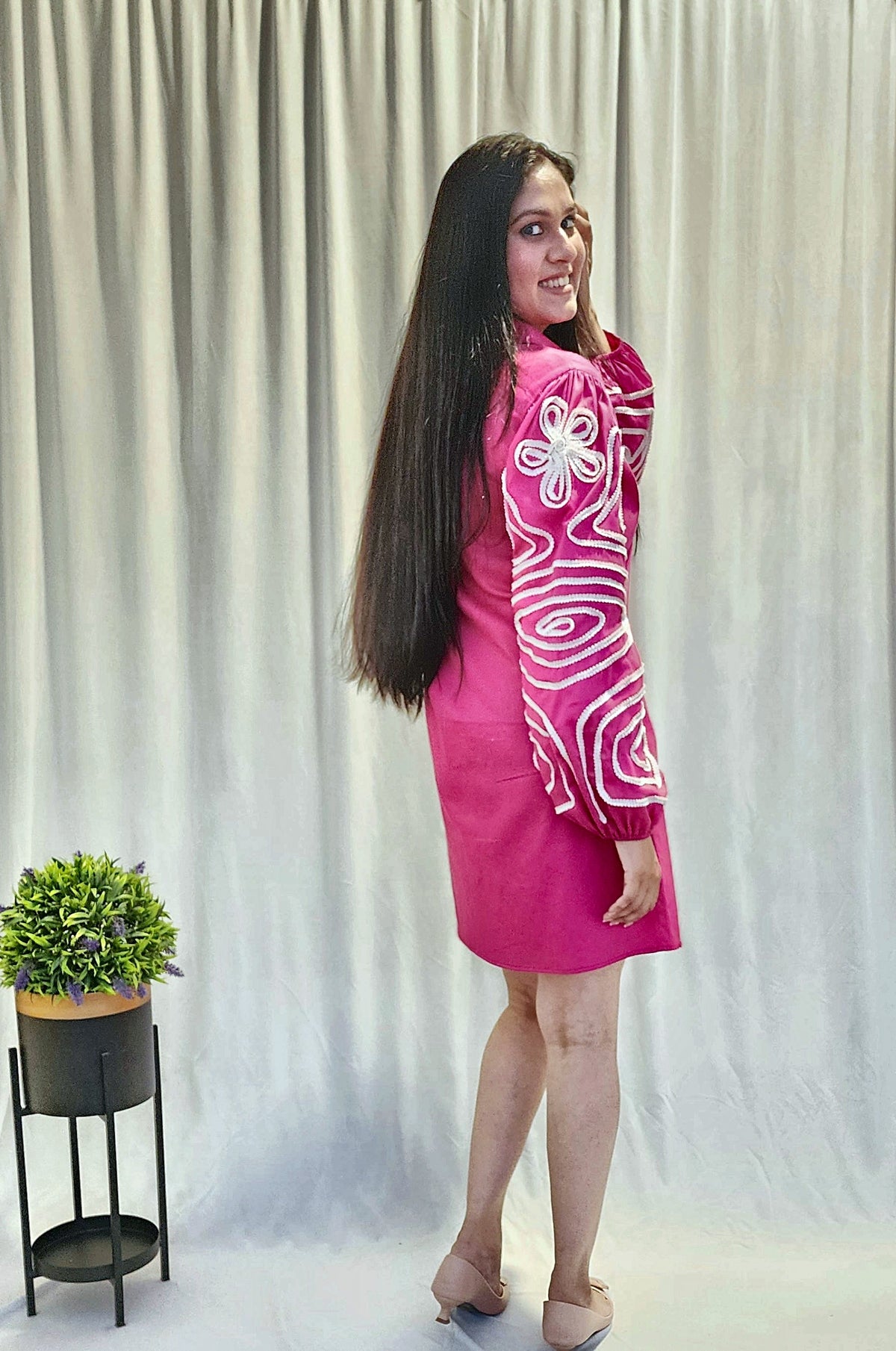 Fuchsia Aura Shirt Dress