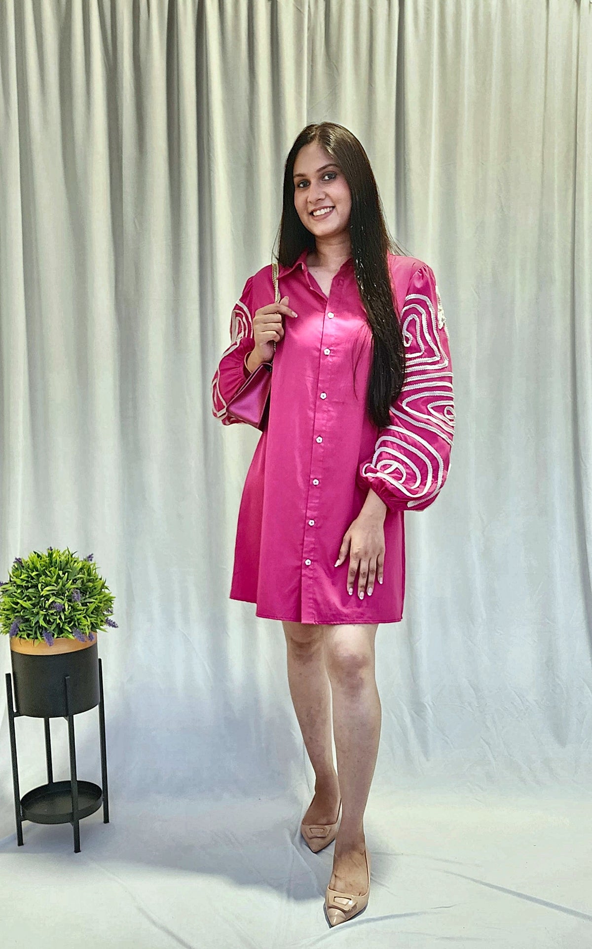 Fuchsia Aura Shirt Dress