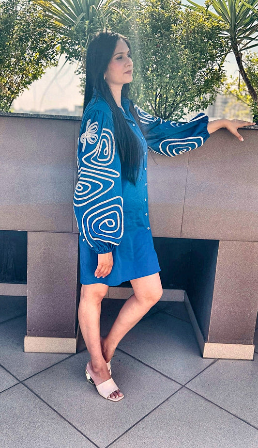 Blue Aura Shirt Dress