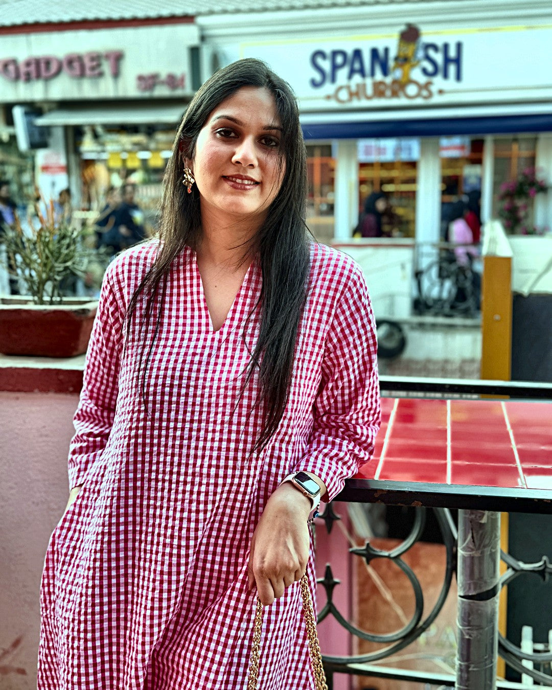 Blush Gingham Kurta Set
