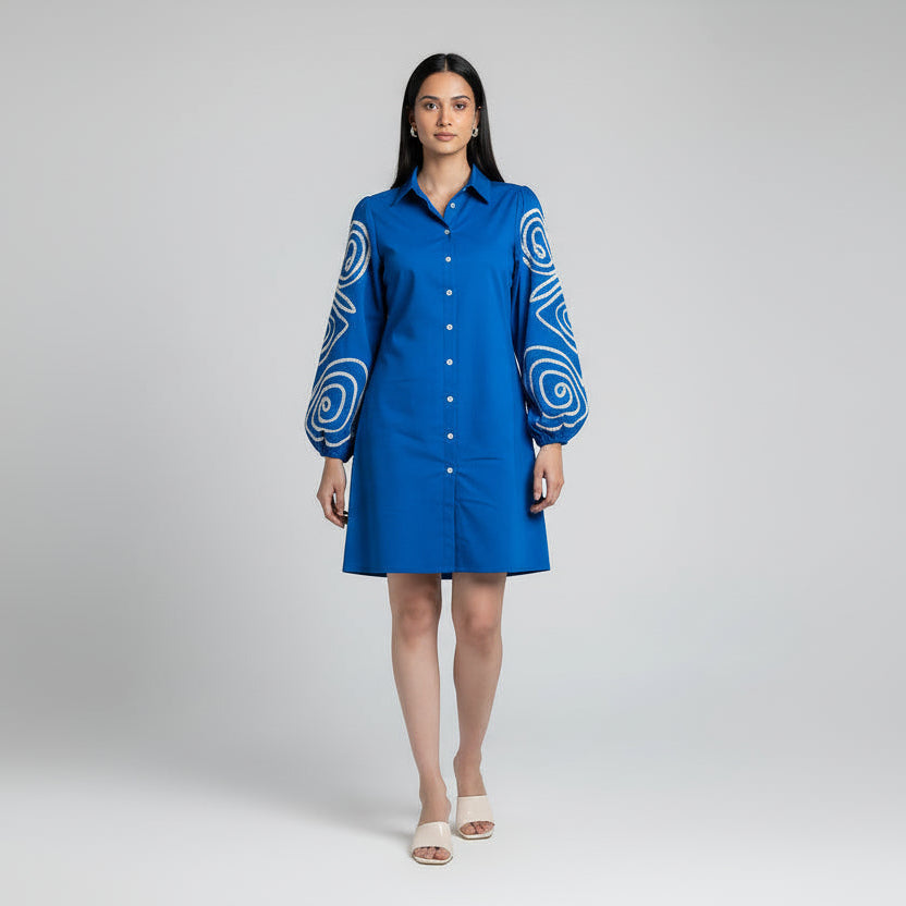 Blue Aura Shirt Dress