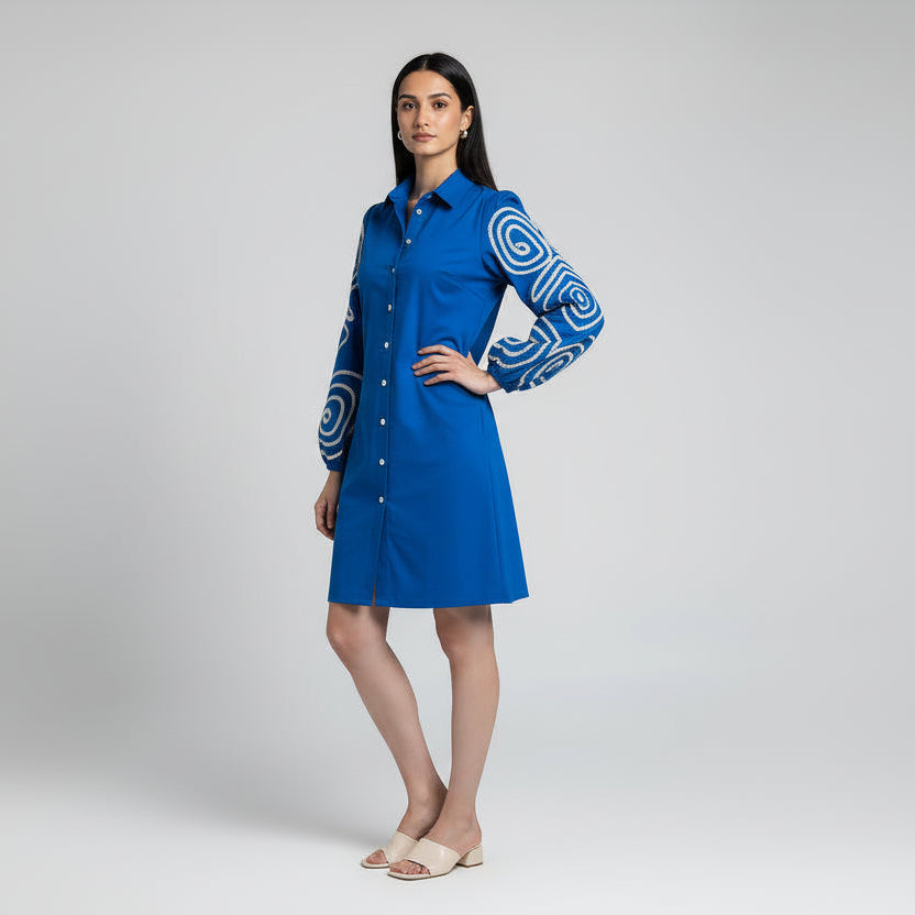 Blue Aura Shirt Dress