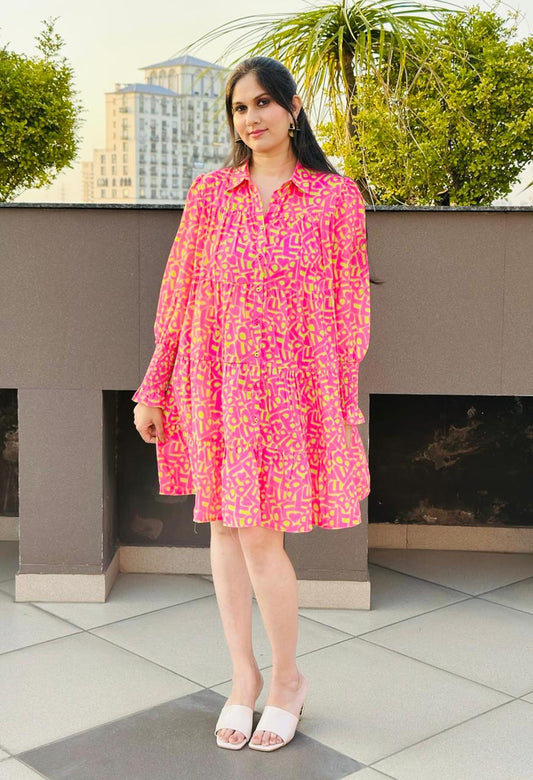 Neon Maze Shirt Dress