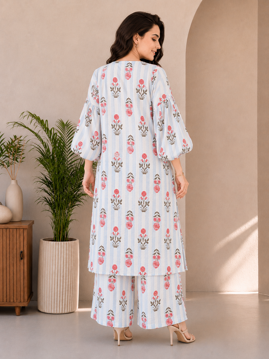 Peekaboo Blue Kurta Set - back