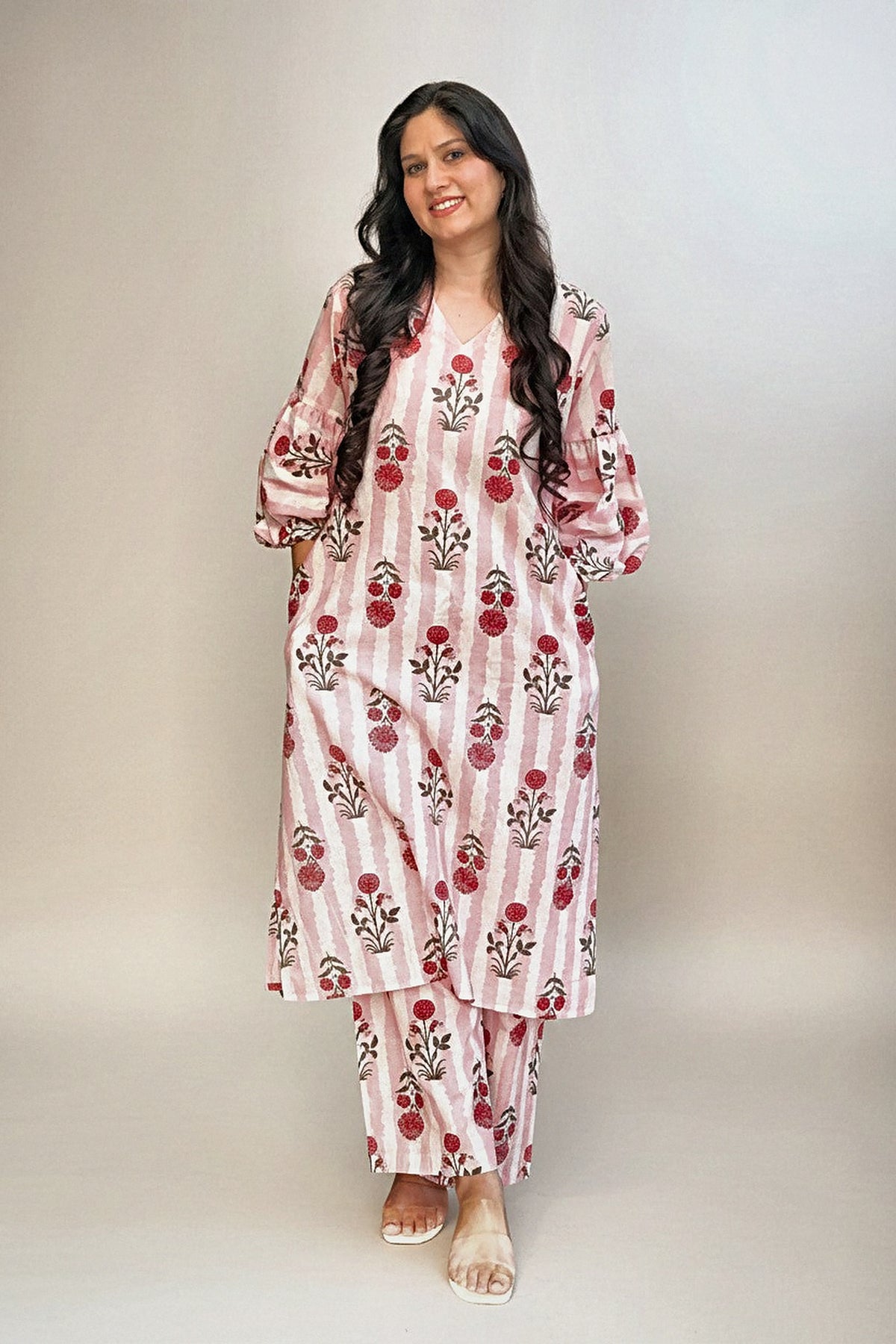 Peekaboo Pink Kurta Set - full length