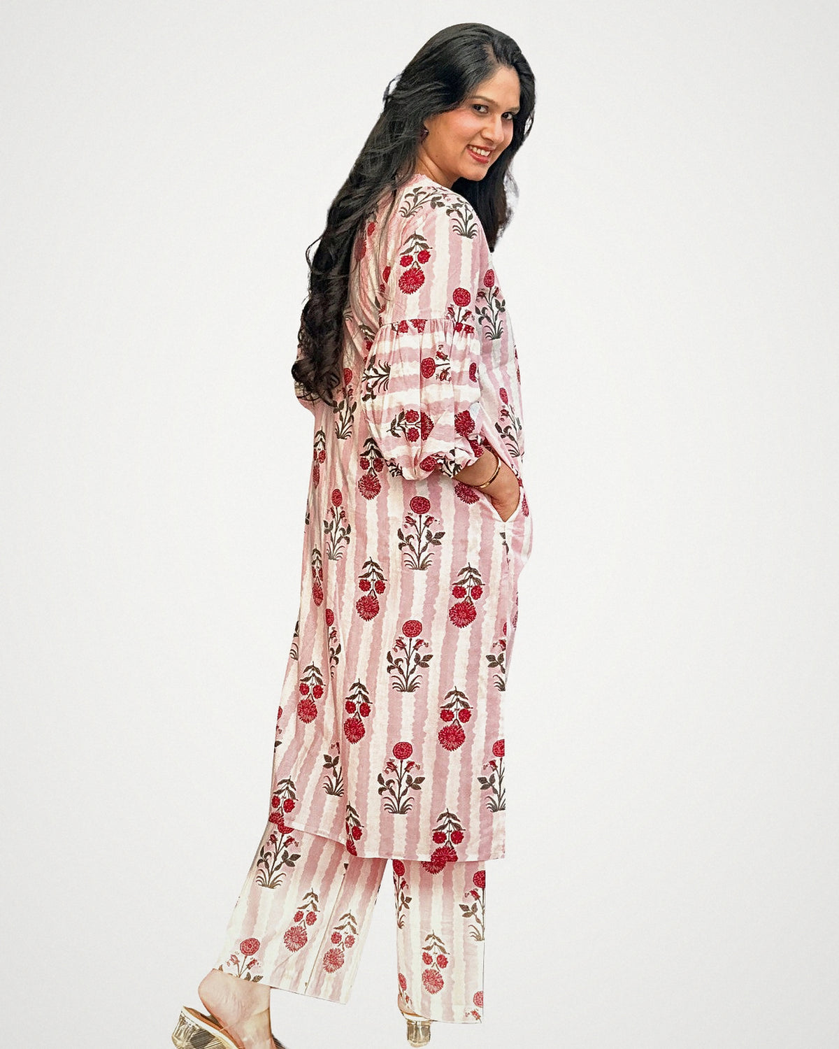Peekaboo Pink Kurta Set - back
